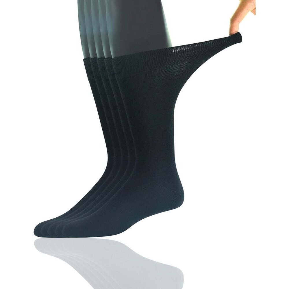 Men's 5 Pairs Wide Stretched Top Crew Dress Socks
